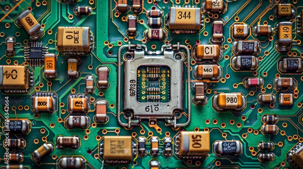 Poster discover the symphony of technology in the intricate designs of circuit boards, where components har