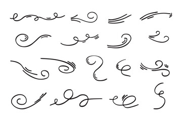 Hand drawn doodle style swirls.