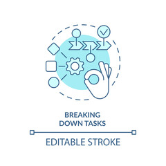Breaking down tasks soft blue concept icon. Focus control. Round shape line illustration. Abstract idea. Graphic design. Easy to use in infographic, promotional material, article, blog post