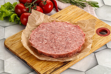 Raw beef uncooked burger cutlet