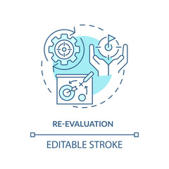 Performance evaluation soft blue concept icon. Resource control. Round shape line illustration. Abstract idea. Graphic design. Easy to use in infographic, promotional material, article, blog post