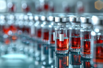 A Row of Test Tubes Filled With Red Liquid