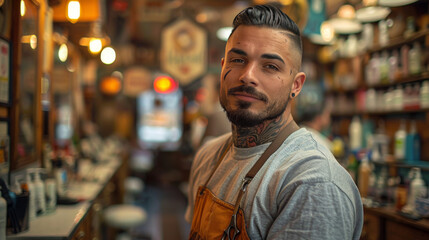 Barber Standing in His Shop with a Smile