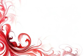 Red swirls banner isolated on white background Generative Ai 
