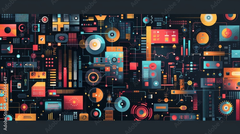 Poster journey through the evolution of tech backgrounds, where each layer tells a story of innovation and 
