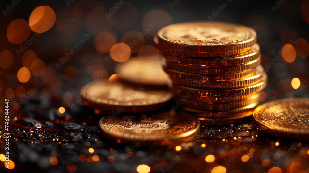 Poster stacked virtual currency, for clipping generative ai