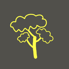 A yellow tree in dark background.