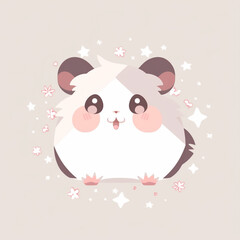 Charming hamster face emoji with sparkling eyes and fluffy cheeks, radiating joy and curiosity, perfect for social media