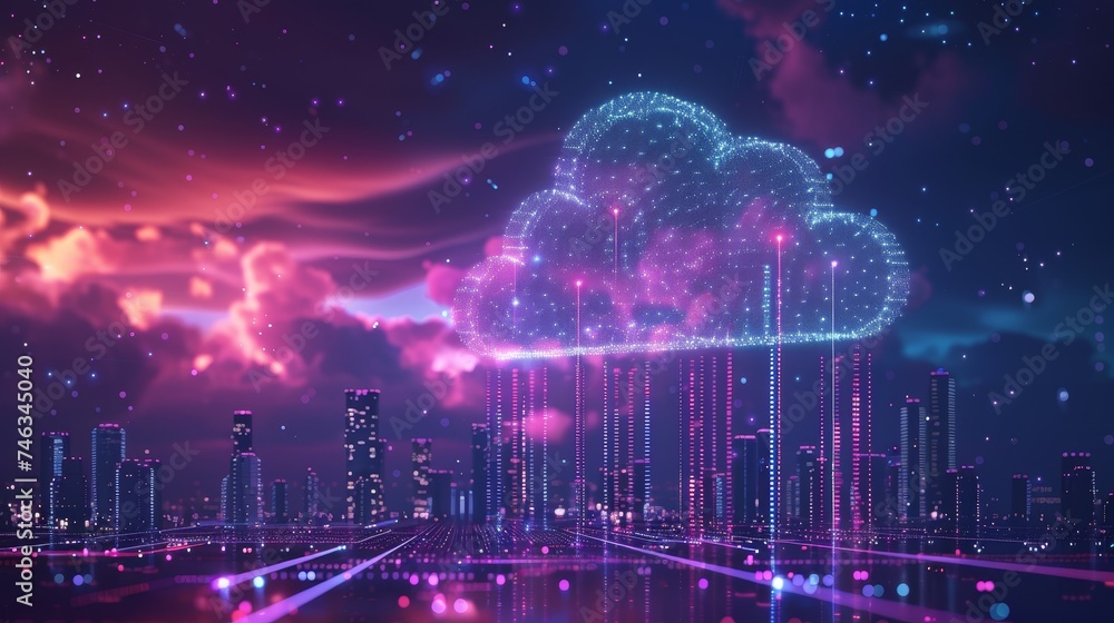 Poster showcase technology backgrounds where the digital and physical realms converge through cloud computi