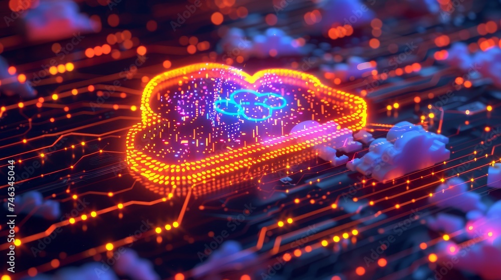 Poster showcase technology backgrounds where the digital and physical realms converge through cloud computi
