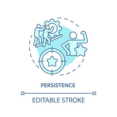 Persistence soft blue concept icon. Goal achieving. Teamwork organization. Round shape line illustration. Abstract idea. Graphic design. Easy to use in infographic, promotional material, article