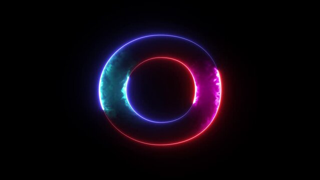 Glowing neon animated number 0 (Zero). Bright neon glowing number 0. Education concept