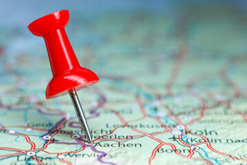 Aachen pin on map of Germany