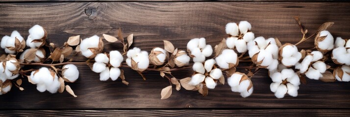 Obraz na płótnie Canvas Cotton flowers on wooden background