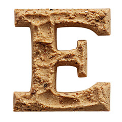 Textured Sand Letter E Isolated on Transparent or White Background, PNG