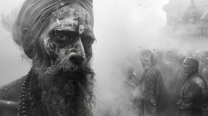 Aghori Covered in Ashes: A Black and White Photoshoot