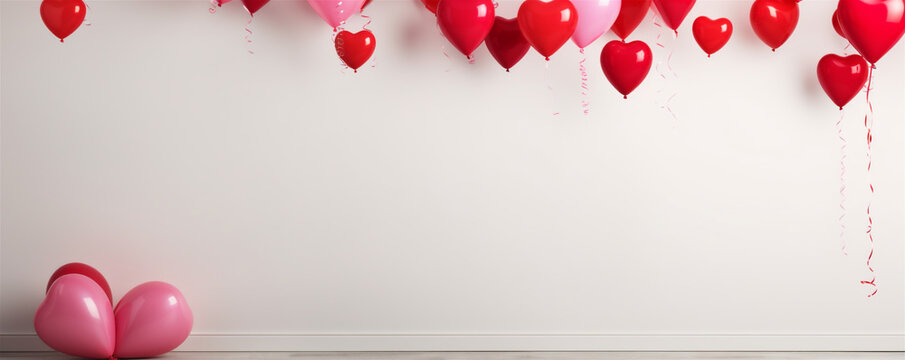 Valentines Day Heart Baloons With Whitespace, Generative AI