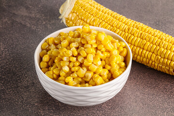 Marinated corn in the bowl