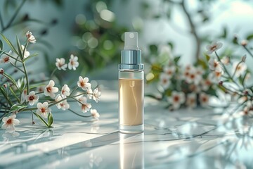 Facial beauty skin care cream. Skincare treatment products: interior lotion, skincare wellness mobility gel, oil, pipette with countertop serum and massage jar pot