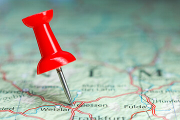 Giessen pin on map of Germany