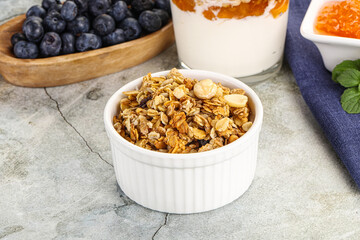 Granola museli cereal for breakfast