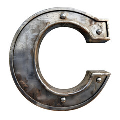 Sleek C Isolated on Transparent or White Background, PNG