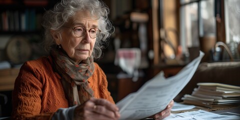 a woman reading a newspaper - obrazy, fototapety, plakaty