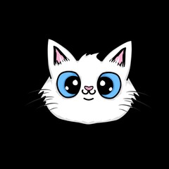 Fototapeta premium vector image of a cute white cat's head