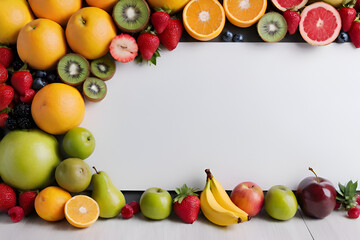 Fruits in left side with copy-space background concept, blank space. white background.