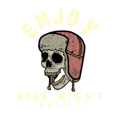 vector skull head wearing a skateboard hat