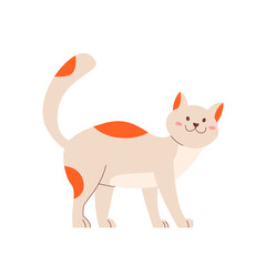 Cute smile cat. Funny kitten. Domestic Pet animal isolated on white background. Vector illustration