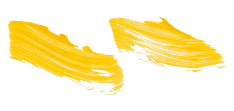 Shiny yellow brush watercolor painting isolated on transparent background. watercolor png