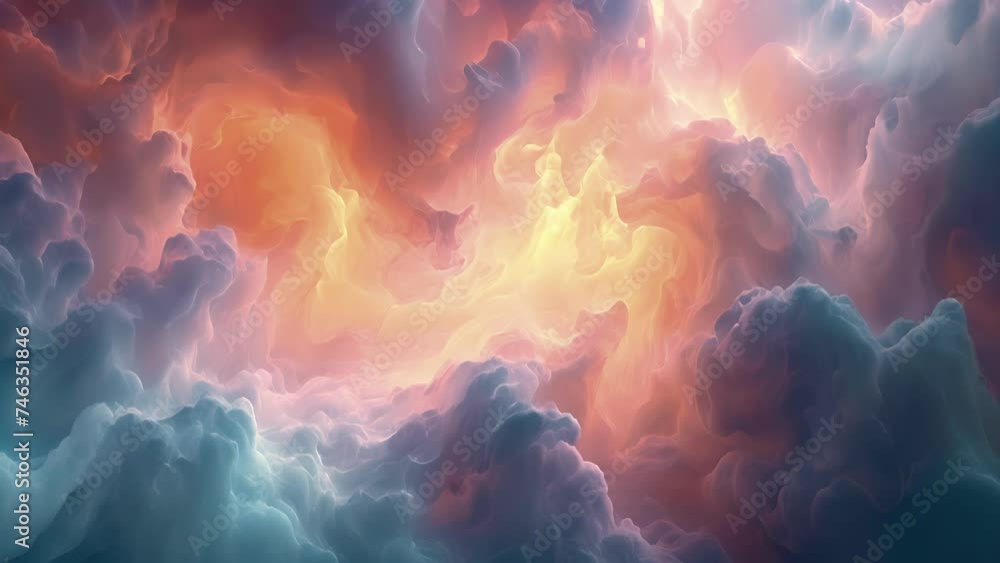 Poster texture of a sunset the sky and clouds slowly changing hues in a mesmerizing display of motion.
