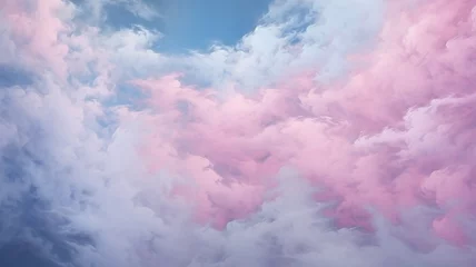 Poster Cumulus clouds in the blue sky close-up, picturesque background cloudy landscape © kichigin19