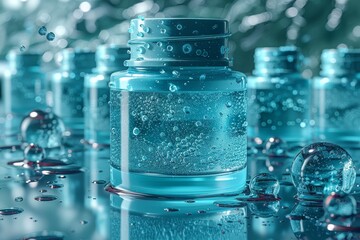 Facial home skin care cream. Skincare treatment products: macadamia oil lotion, skincare lady gel, oil, pipette with wellness aspirations serum and healthy jar pot