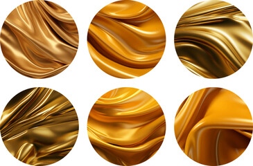 Round golden liquid plastic texture, highlights. Modern vector backgrounds for design social media, lifestyle
