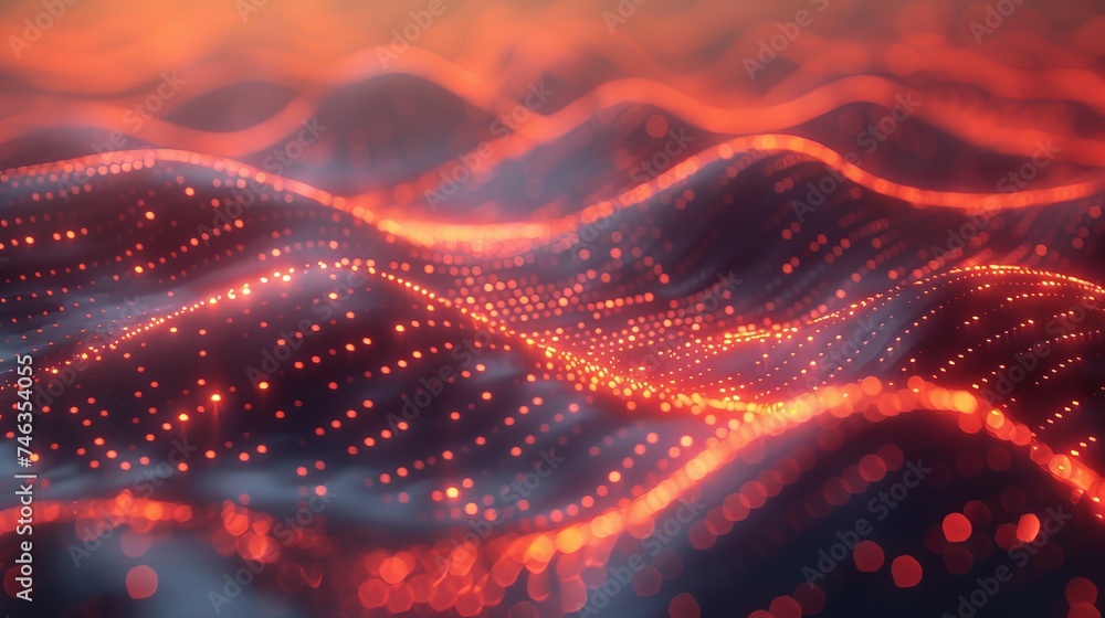Poster capture the fluid motion of data in digital networks, symbolizing constant innovation