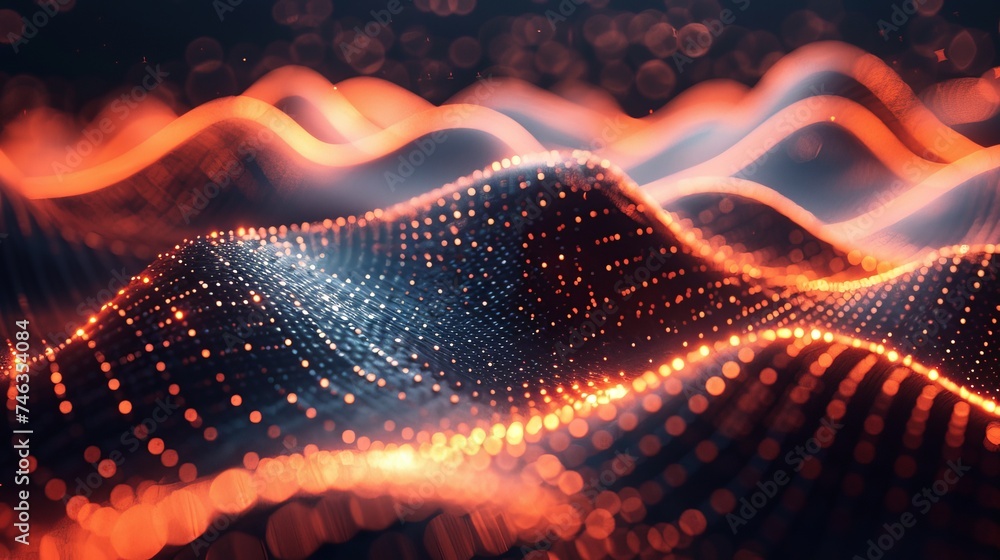 Poster capture the fluid motion of data in digital networks, symbolizing constant innovation