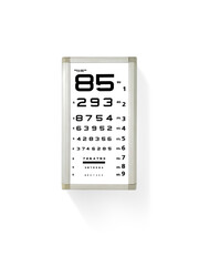 Snellen eye chart in vision clinic Isolated on a white background