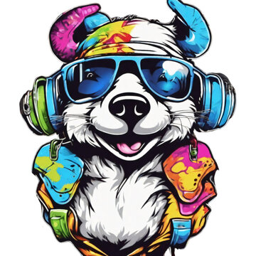 Cute dog with headphones t-shirt design illustration ready for vinyl cutting