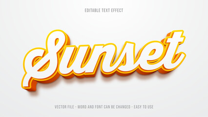 Summer sunset editable text effect premium vector