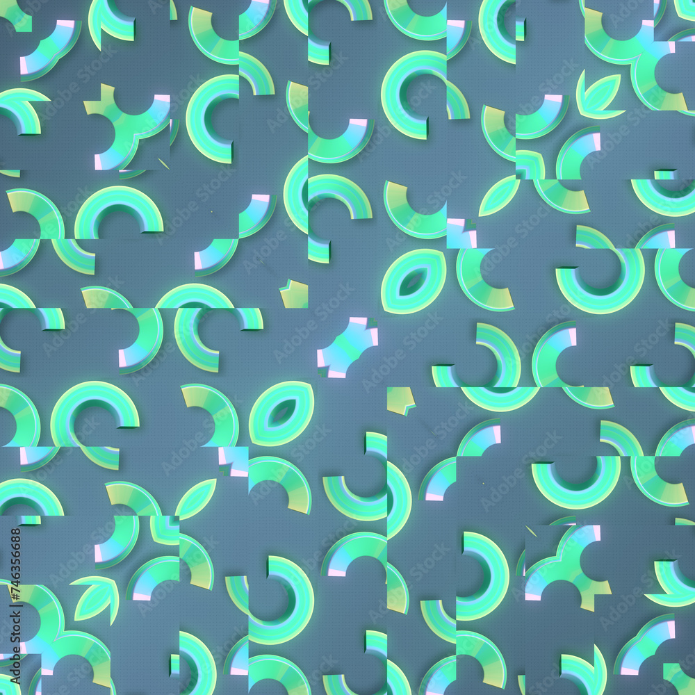 Poster Bright and colorful pattern of circles. 3d rendering digital illustration