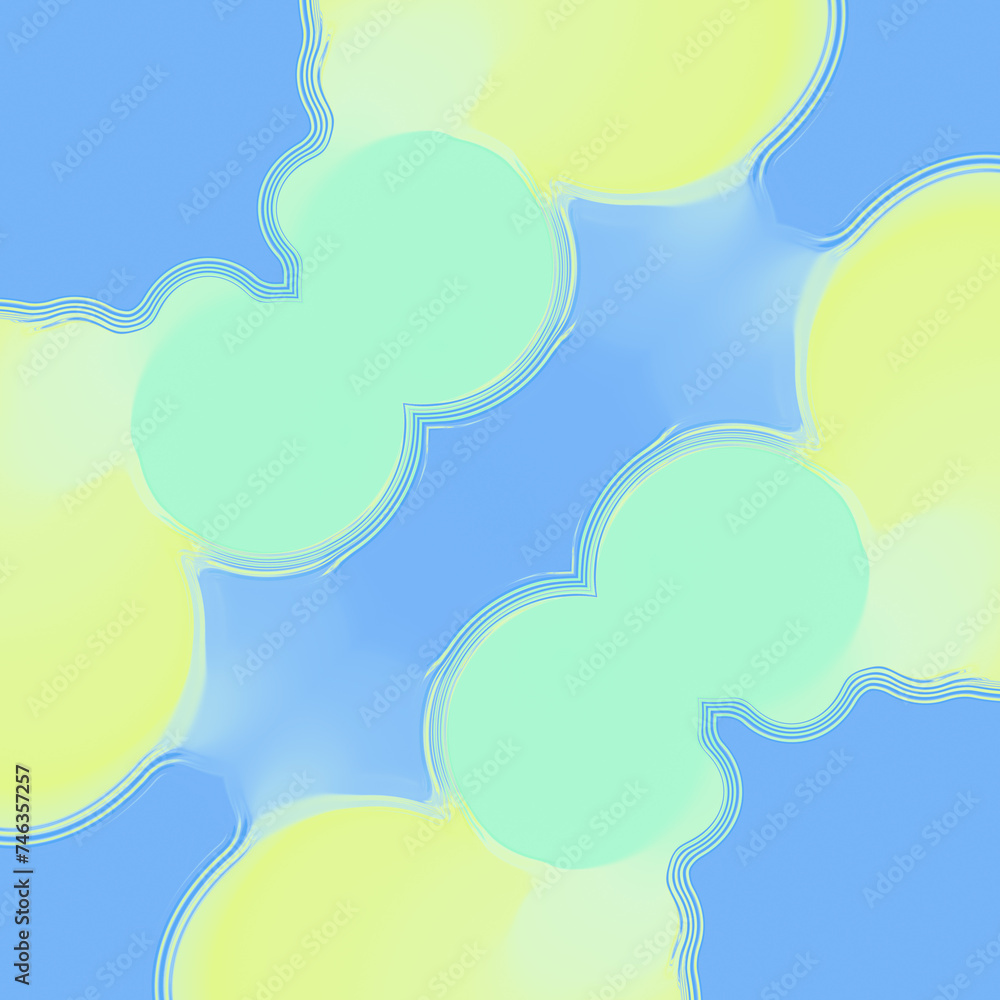 Poster 3d rendering digital illustration with a surreal and abstract style. Symmetrical composition