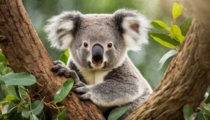 Fototapeta premium A cute koala siiting on a tree, Australian animal