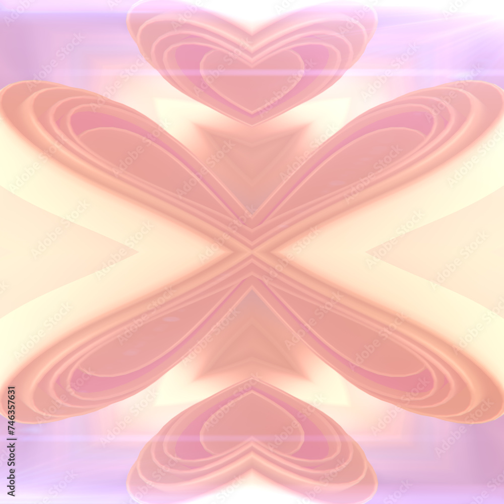Poster Psychedelic symmetrical pattern with trendy colored wave gradient. 3d rendering digital illustration