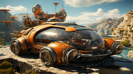 Vintage black automobile on the road, driving old truck with metal wheel - crash on transportation drive, generative AI