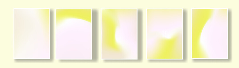 Set of Pastel blue and Yellow Abstract A4 Poster Template Backgrounds with white border frame. Soft and dreamy vertical backdrop layouts. Vector Illustration. 