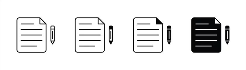 Fotobehang document icon set. paper line outline and filled, document with pen icon symbol sign. vector illustration © Zion