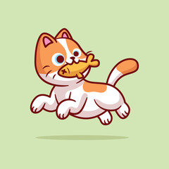 Cat Bring Fish Illustration