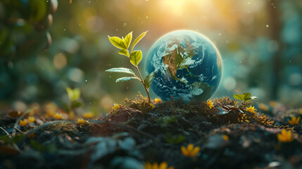 Artistic image of mother earth. World environment and mother earth day concept. generative ai 